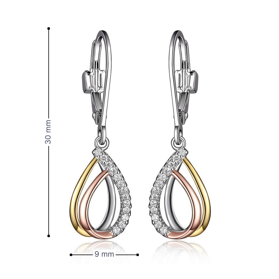 ELLE "Ocean" Sterling Silver CZ Dangle Earrings