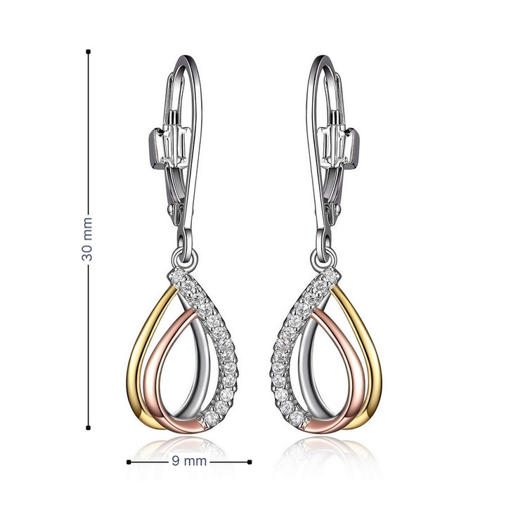 ELLE "Ocean" Sterling Silver CZ Dangle Earrings