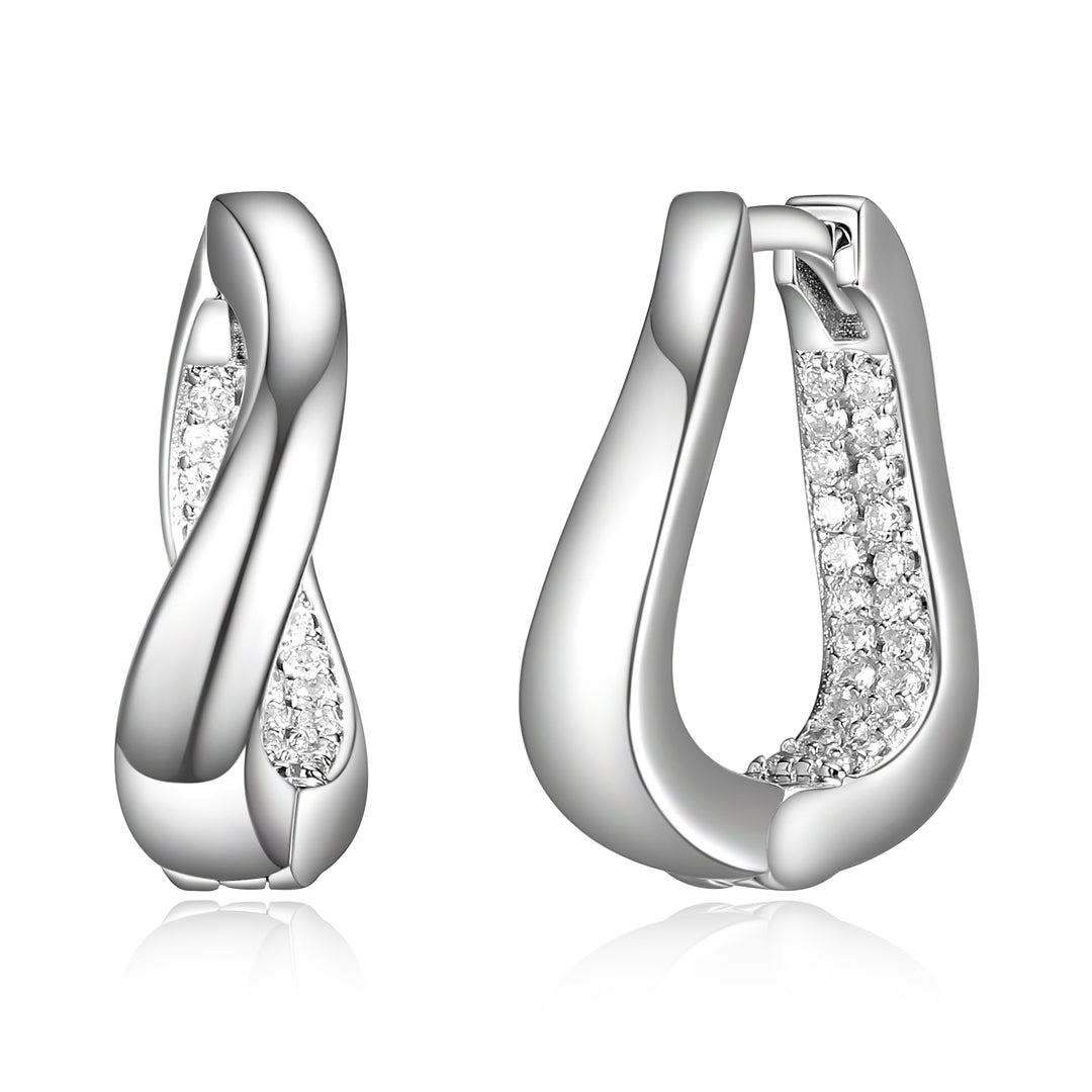Wave Huggie Earrings with CZ Accents
