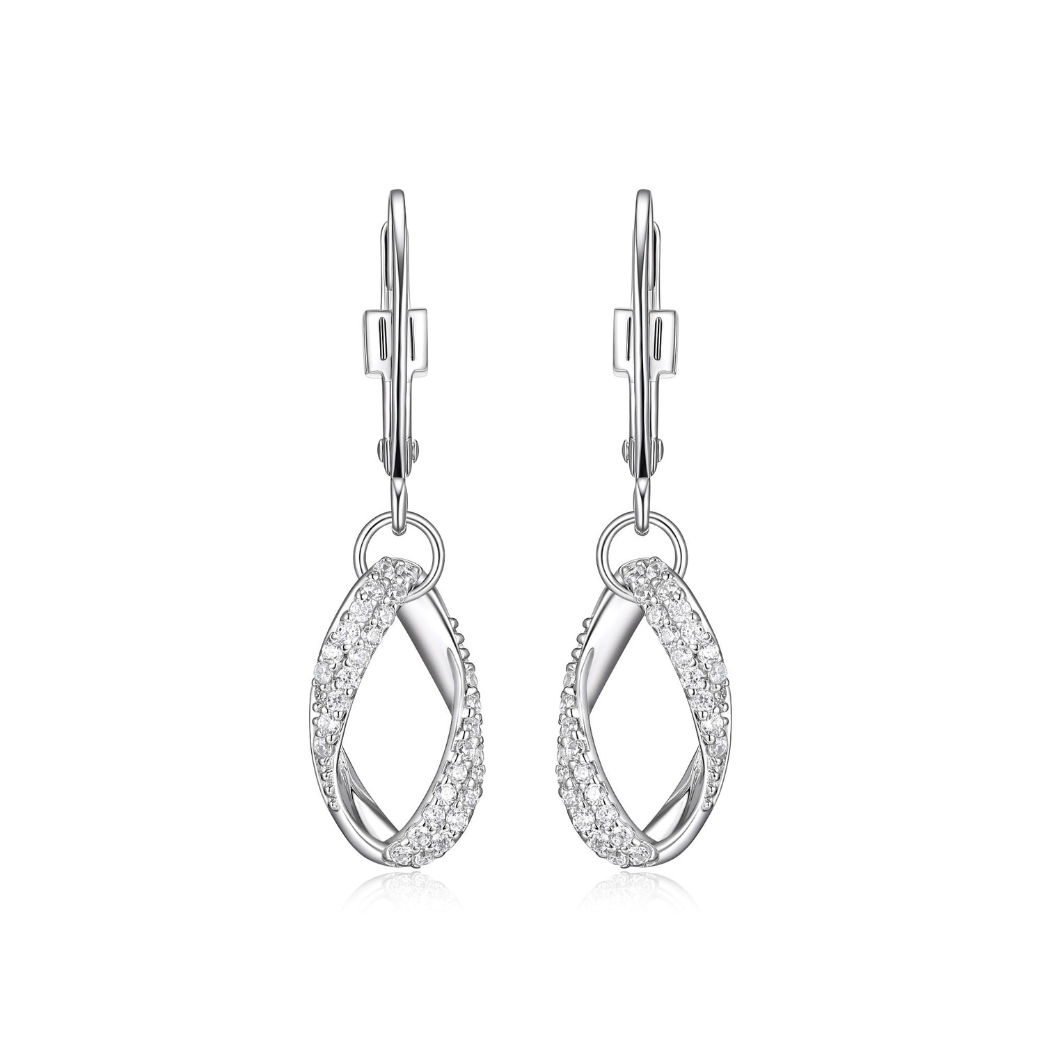 Single Curb Link Dangle Earrings with CZ Accents