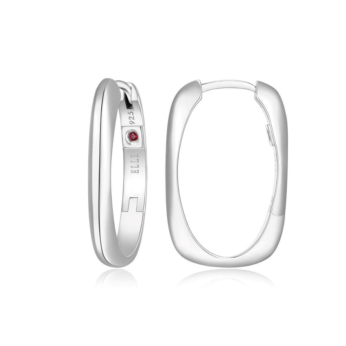 ELLE "Allure" Sterling Silver 25mm Oval Hoop Earrings
