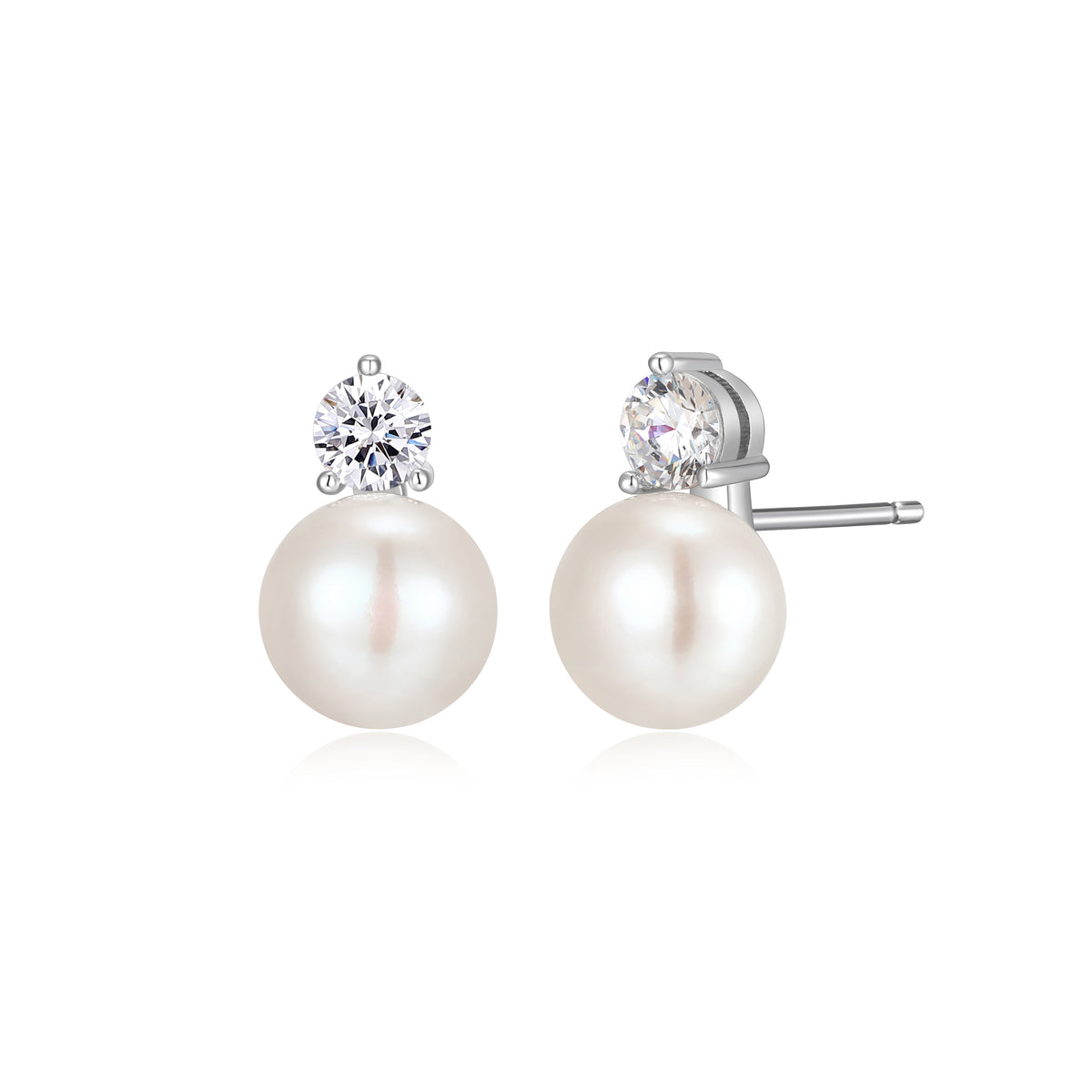 FINAL SALE - Pearl Earrings with CZ Accents