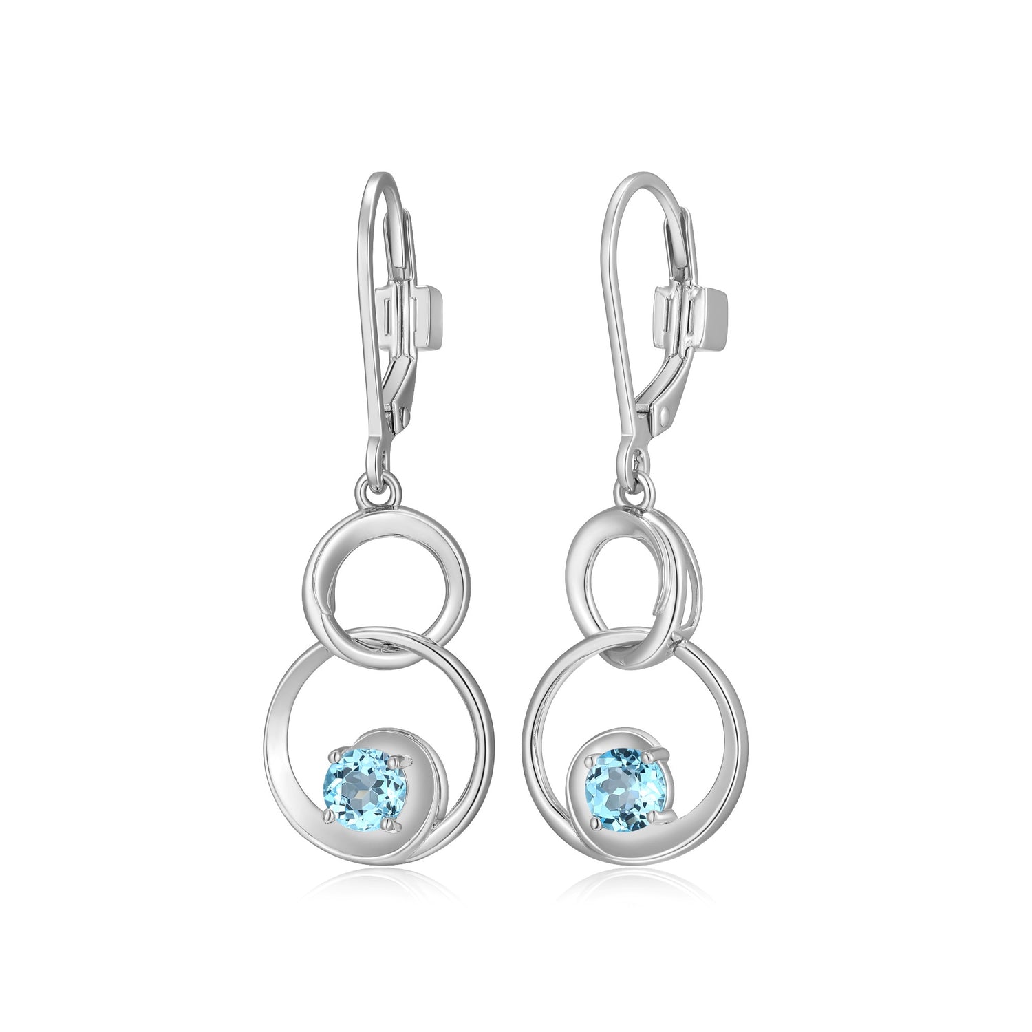 ELLE "SWIRL" Sterling Silver Blue Topaz Dangle Earrings