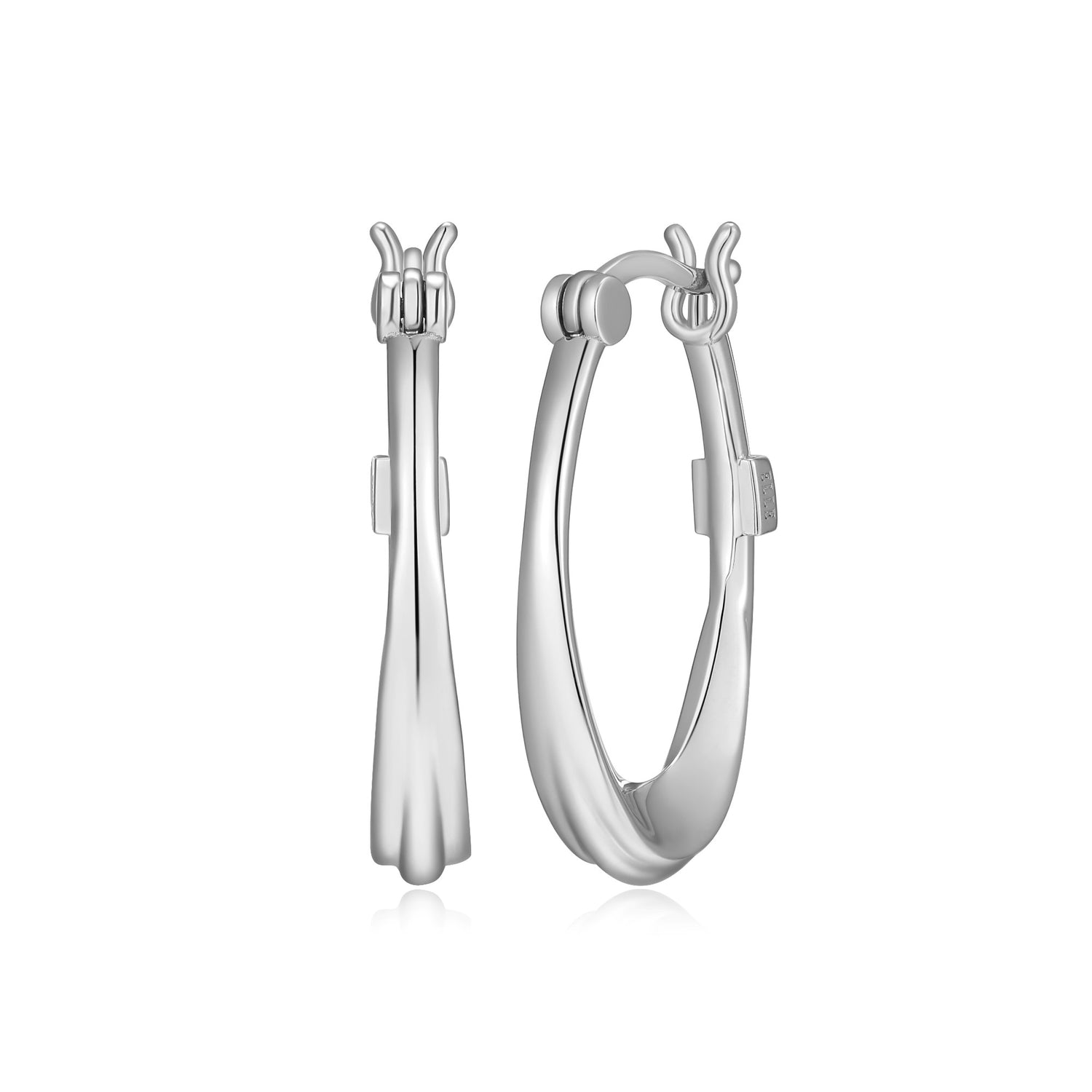 ELLE "SWIRL" Rhodium Plated Sterling Silver Oval Hoops