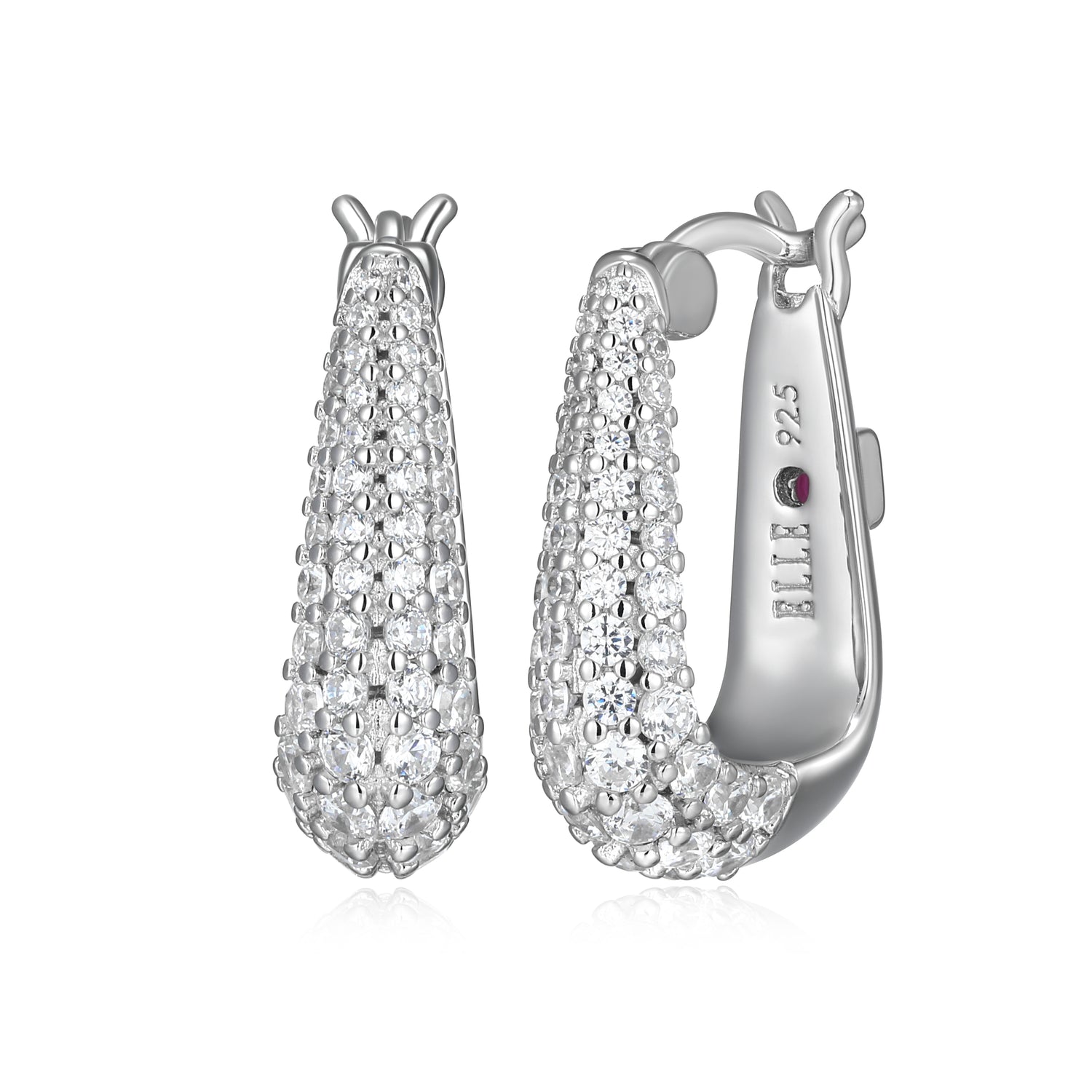 Graduated Hoop Earrings with CZ Accents
