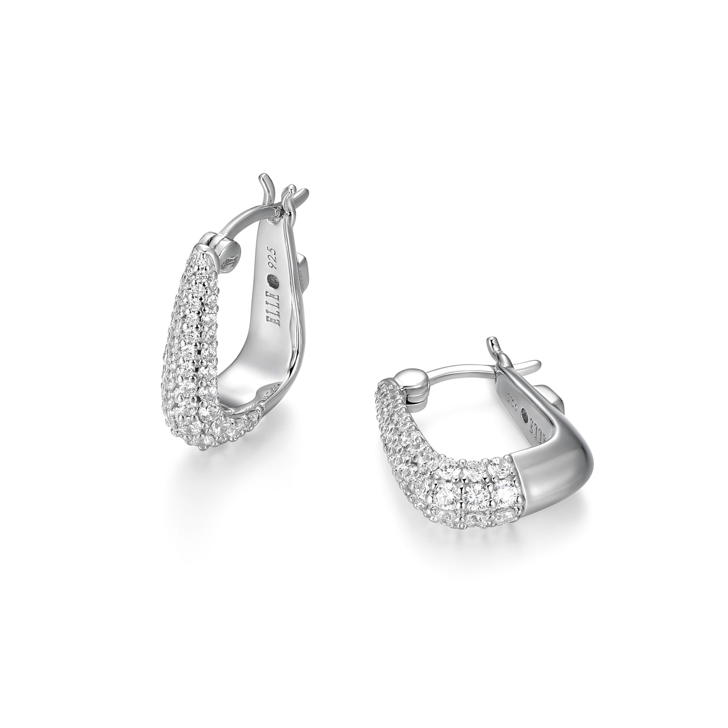 Graduated Hoop Earrings with CZ Accents
