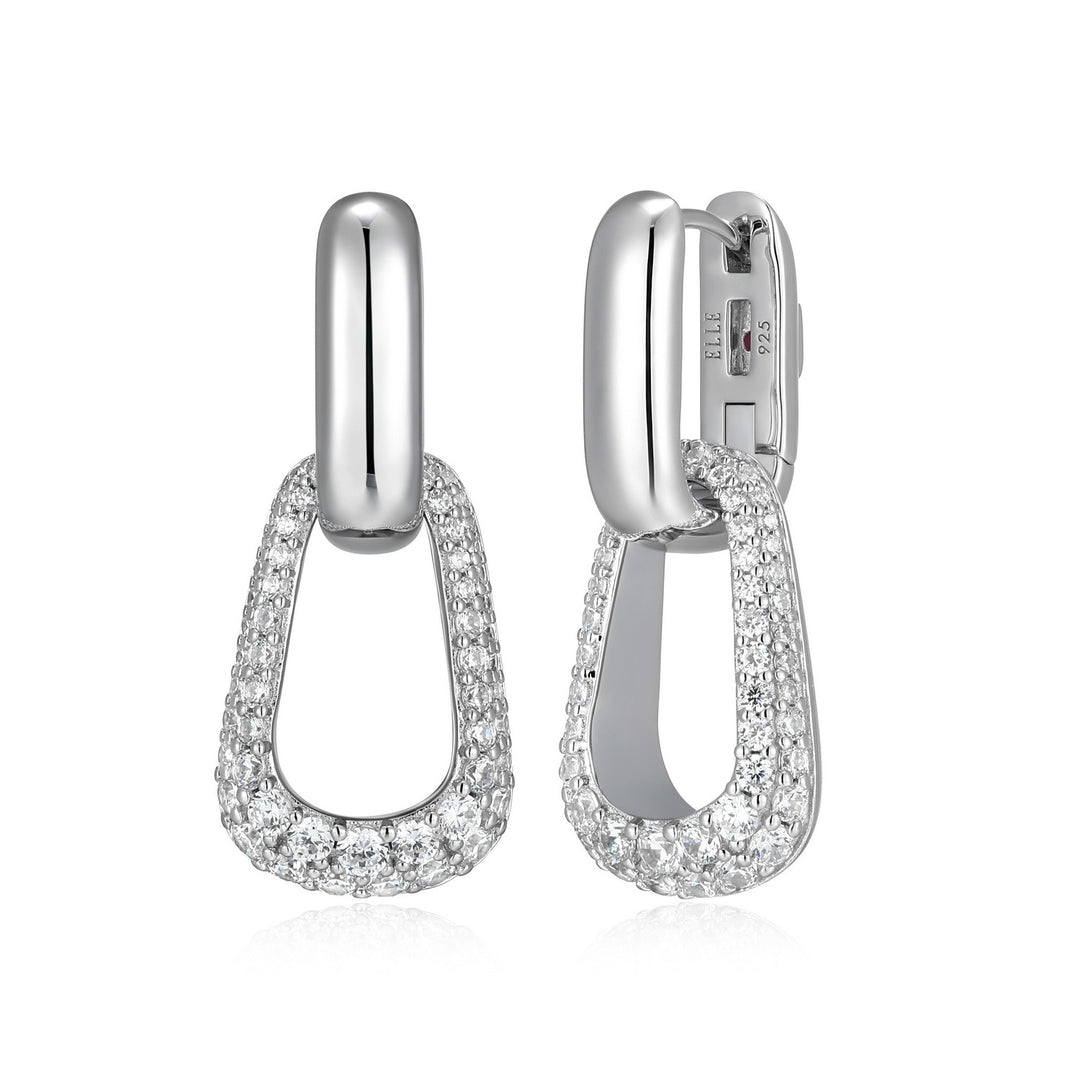 Removable Oblong Drop Earrings with CZ Accents