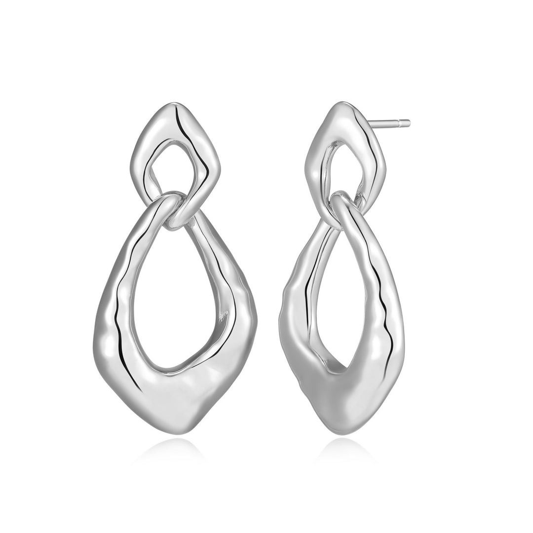 Sterling Silver 30mm Free-Form Sculpted Double Drop Earrings