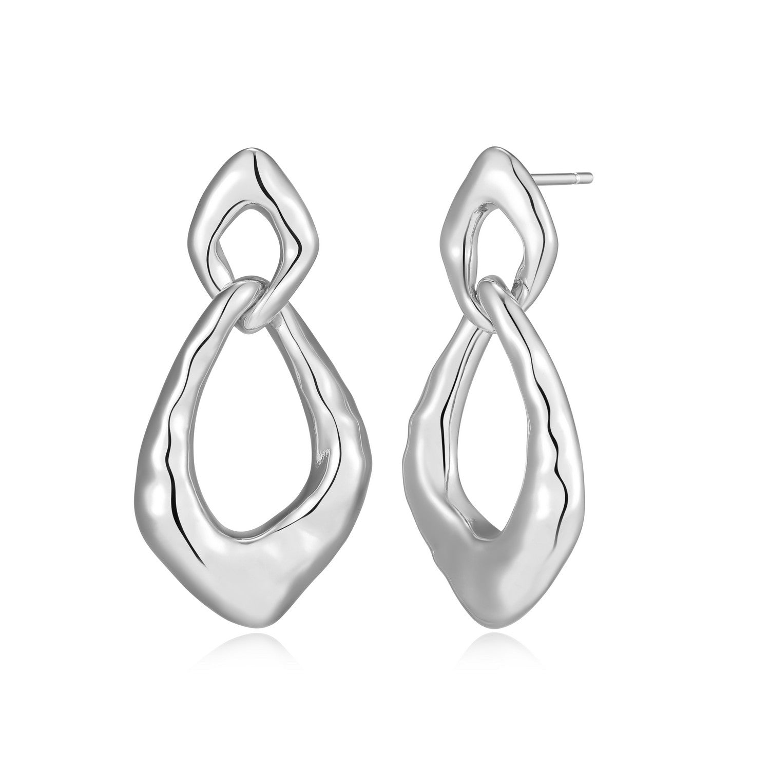 Sterling Silver 30mm Free-Form Sculpted Double Drop Earrings