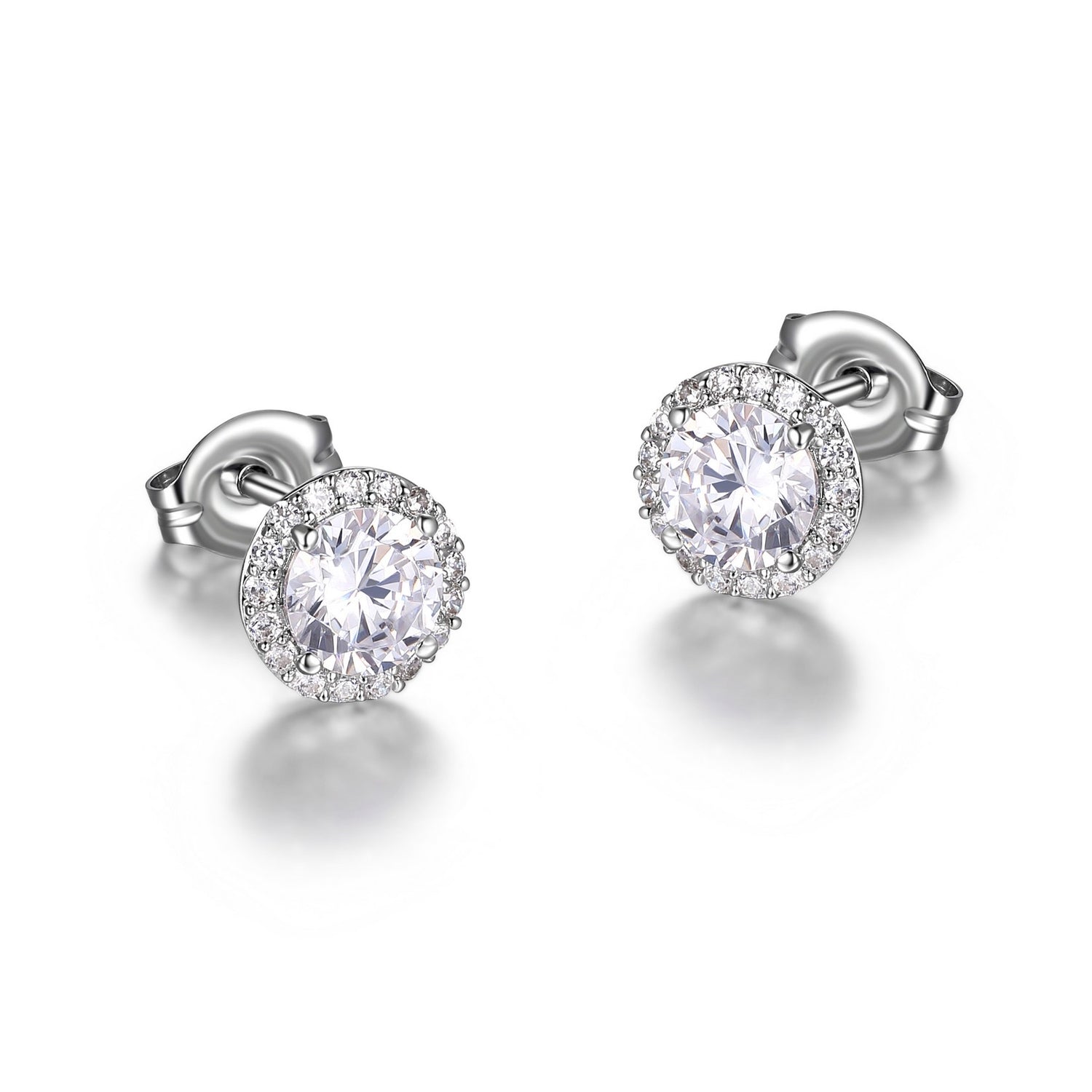 7MM Round Halo CZ Stud Earrings