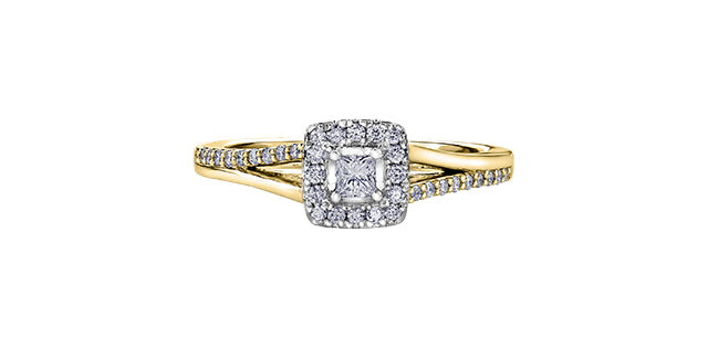 10k Halo Engagement Ring,