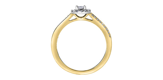 10k Halo Engagement Ring,