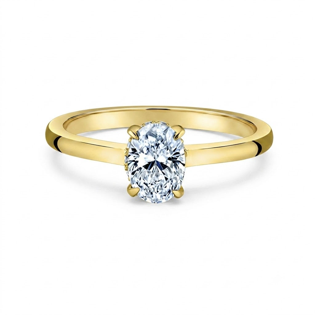Maple Leaf Diamonds 14k Gold Oval Hidden Halo Ring, 0.70 CT
