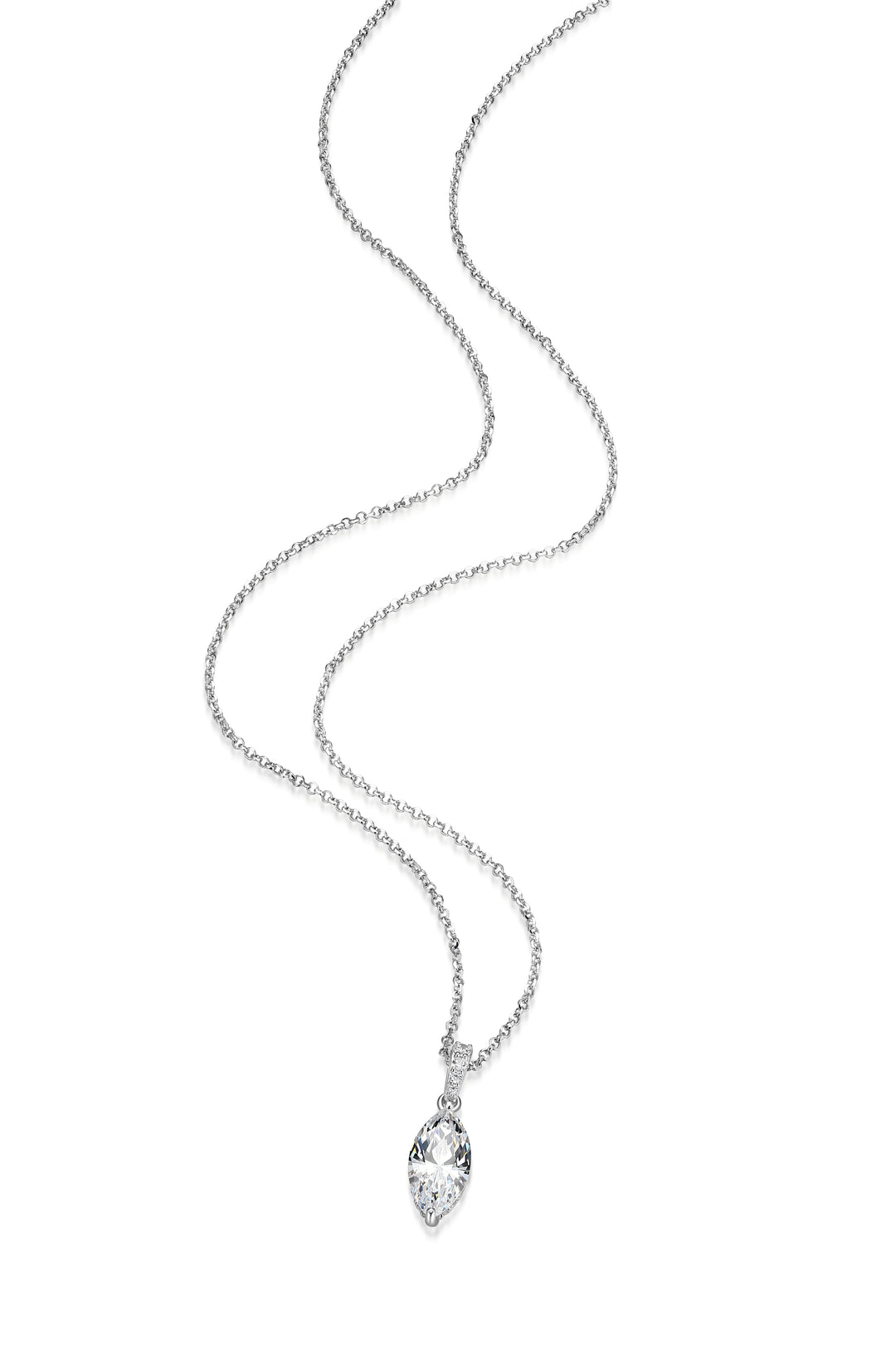 Sterling Silver Marquise Diamondlite CZ Pendant with Hidden Halo