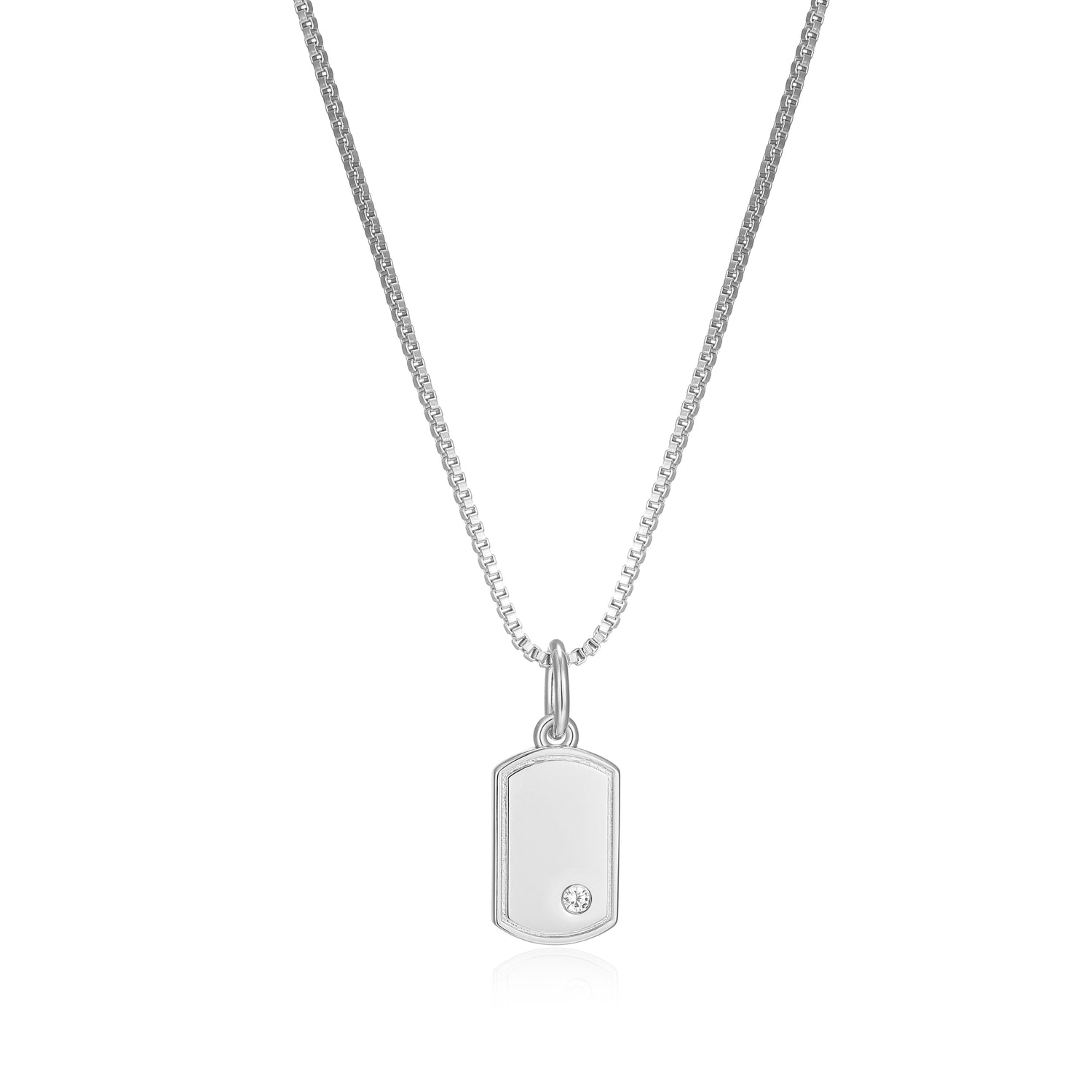Engravable Sterling Silver Mini Dog Tag Necklace
