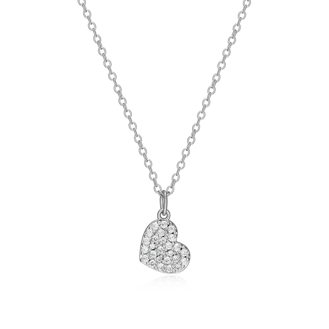 Sterling Silver Mini Heart CZ Pendant Necklace