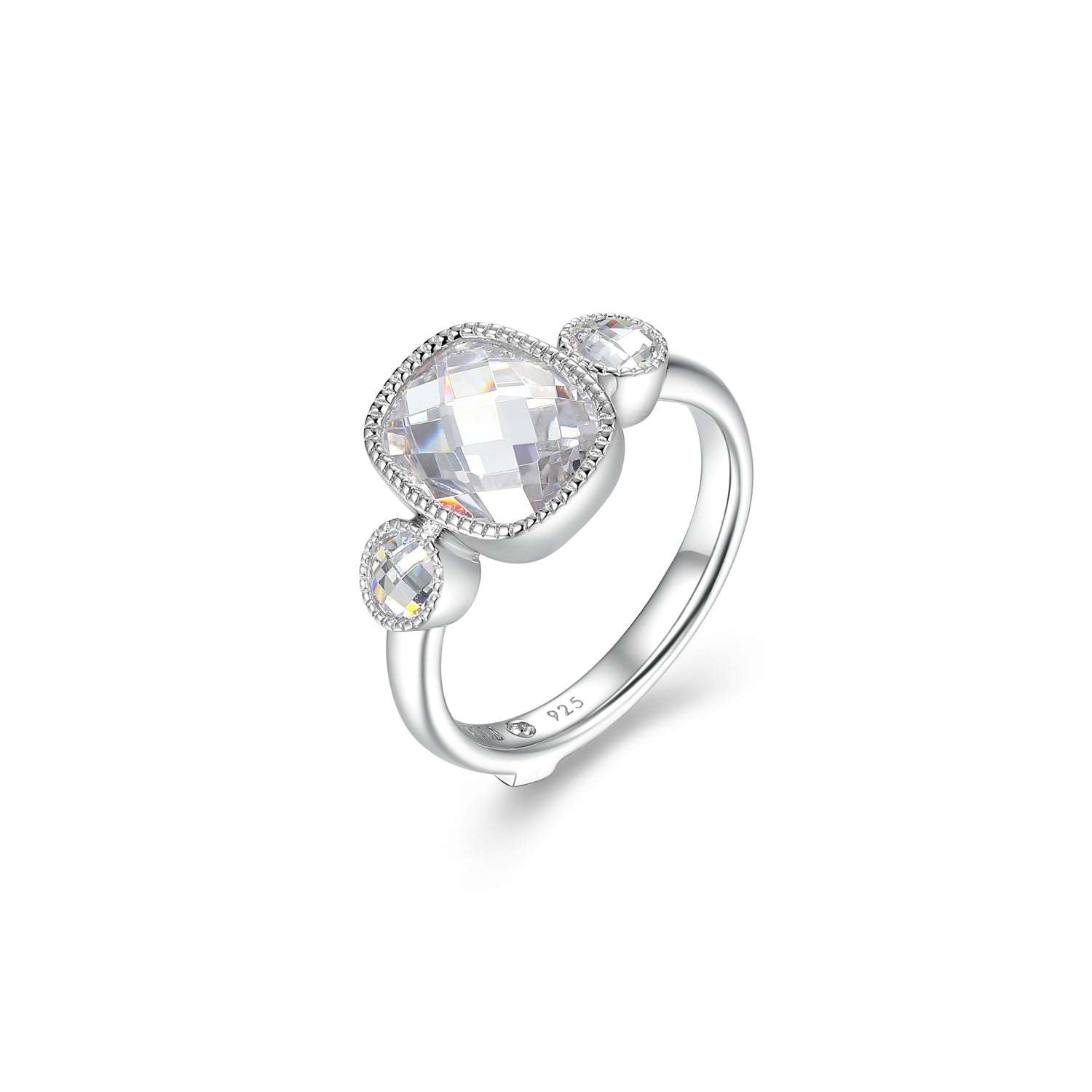 Emerald Cut Checkerboard CZ Ring, Size 7