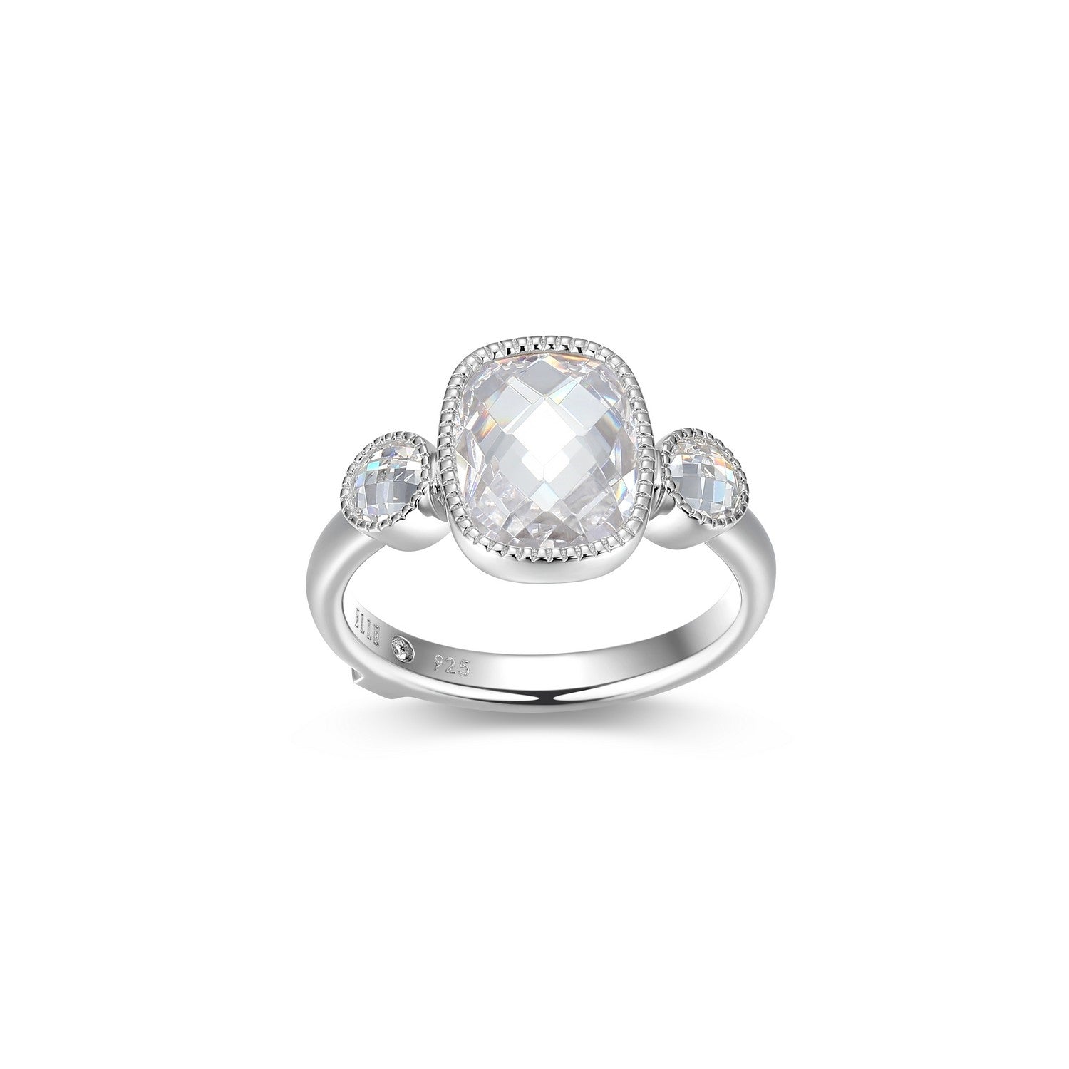 Emerald Cut Checkerboard CZ Ring, Size 7
