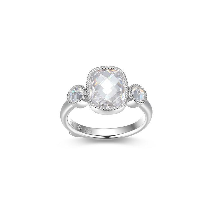 Emerald Cut Checkerboard CZ Ring, Size 7