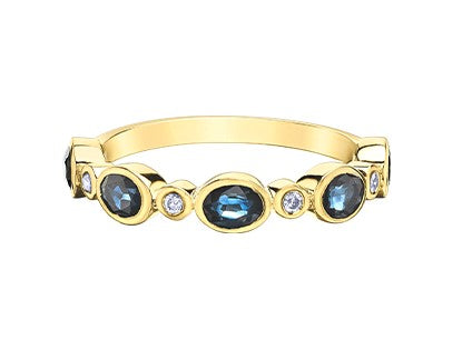 FINAL SALE - 10K Sapphire & Diamond Band 0.06TDW