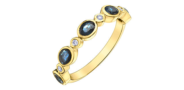 FINAL SALE - 10K Sapphire & Diamond Band 0.06TDW