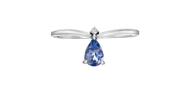 FINAL SALE- 10k White Gold Pear-Shaped Tanzanite Ring