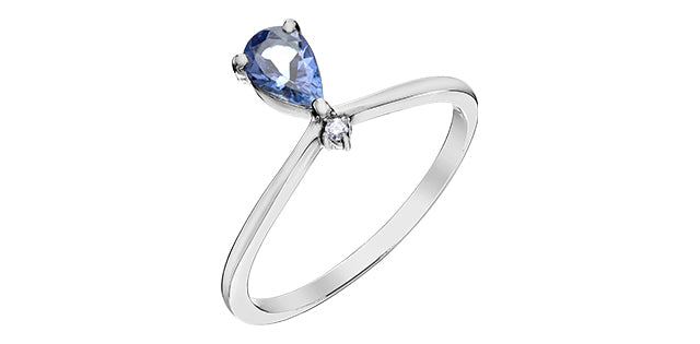FINAL SALE- 10k White Gold Pear-Shaped Tanzanite Ring