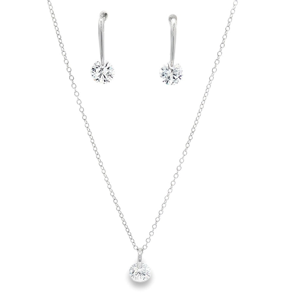 Drop Earring & Pendant Set, Sterling Silver