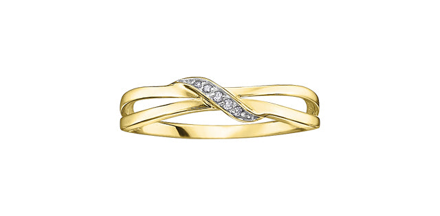 10 Karat Diamonds Cross Over Ring, 0.03 TDW