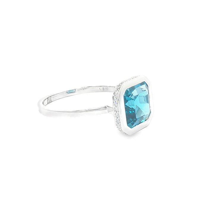 14K White Gold London Blue Topaz Hidden Halo Ring