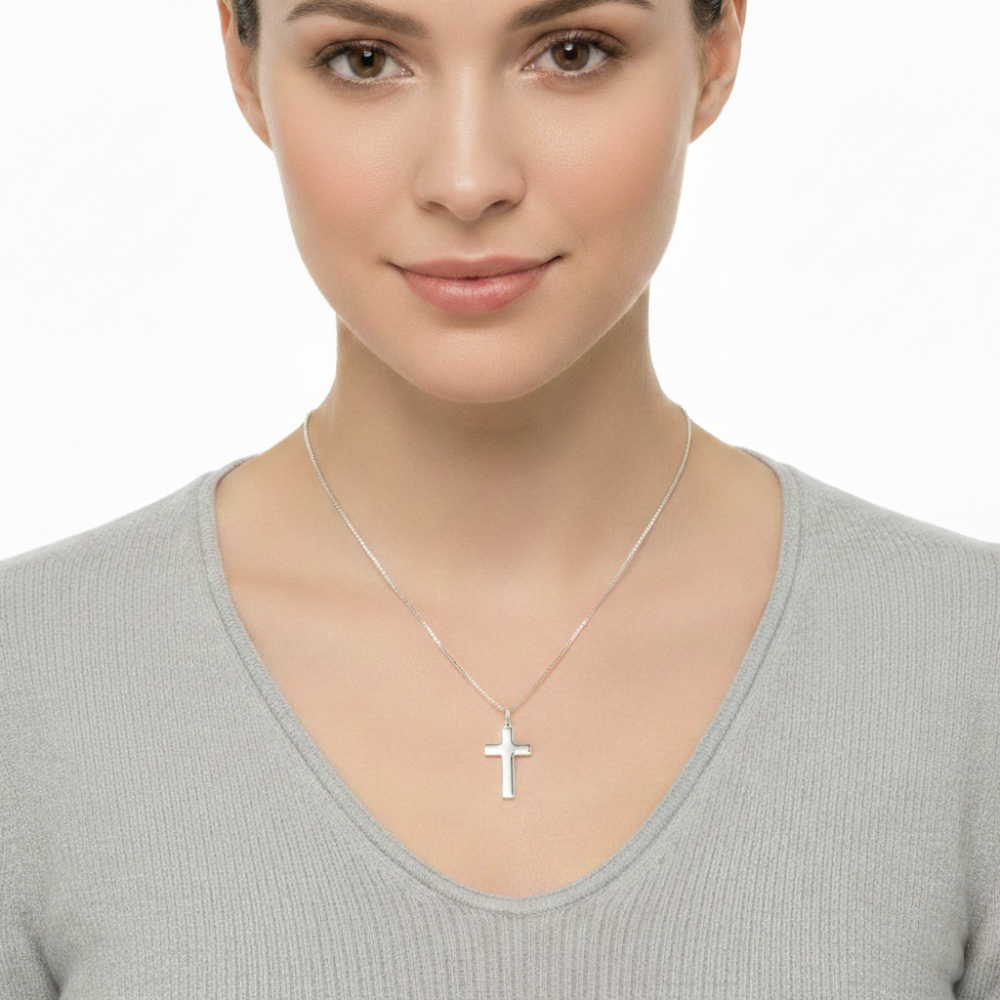 Square Polished Cross Pendant