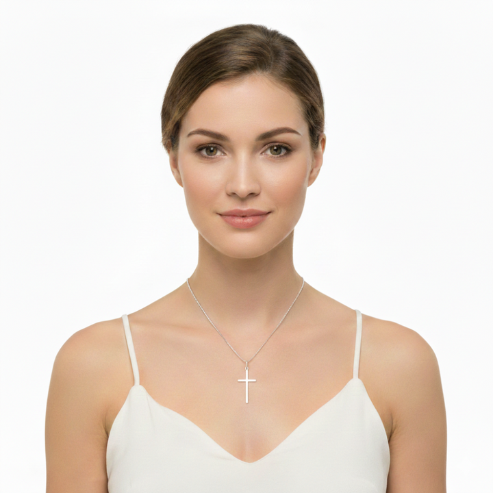 Grooved Cross Pendant, Medium