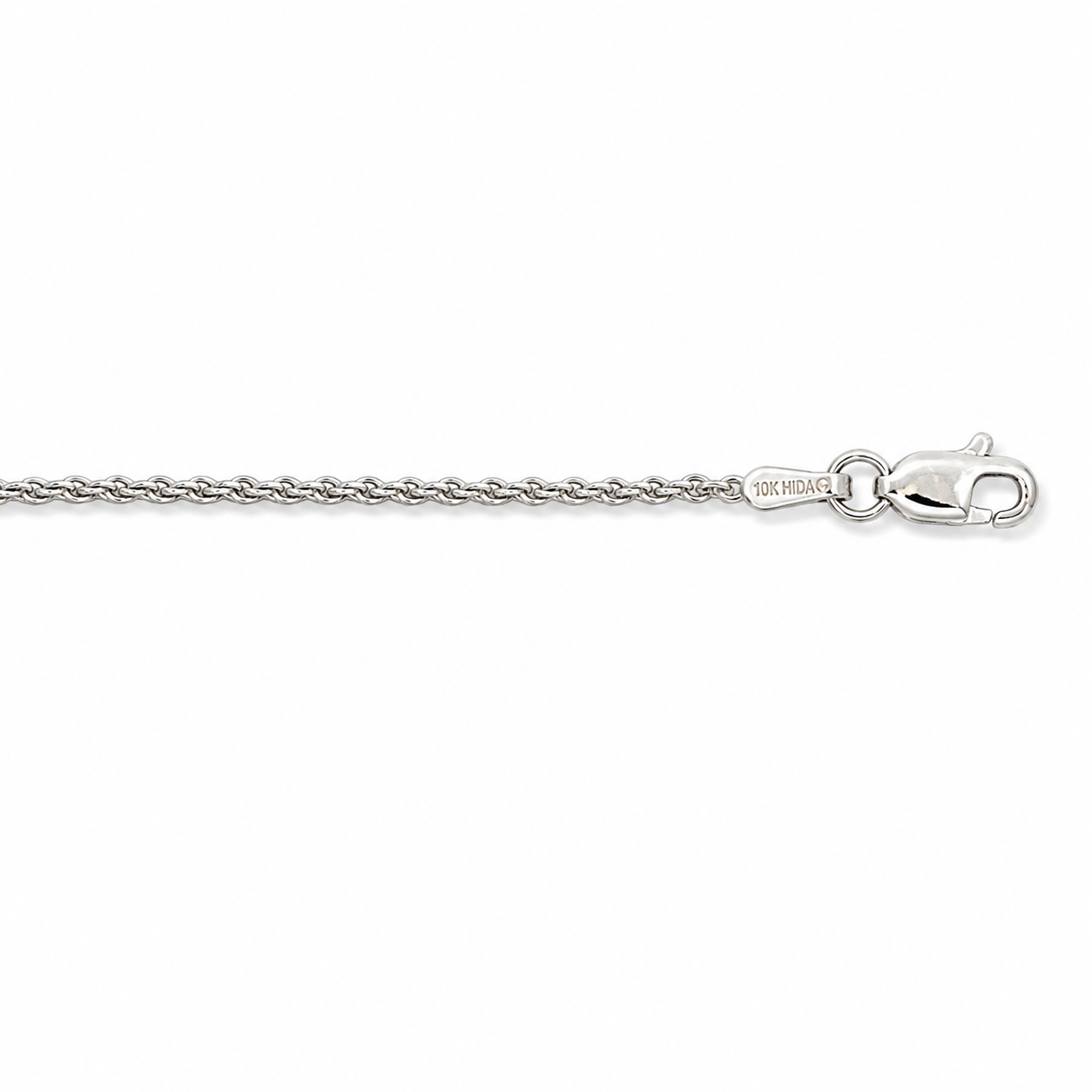 10k White Gold 1.3mm Solid Rope 8" Chain Bracelet