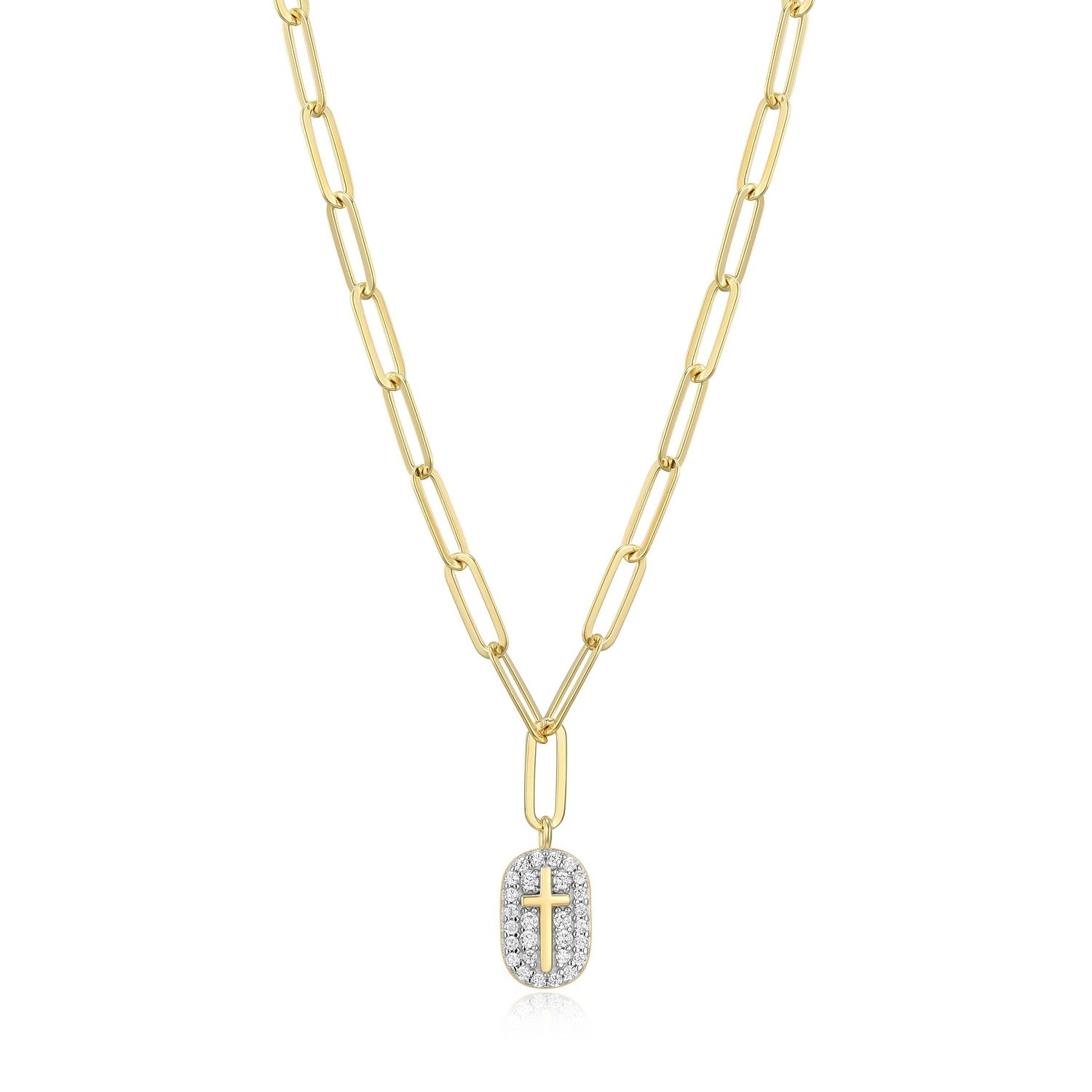 Lab-Grown Diamond Cross Tag Necklace