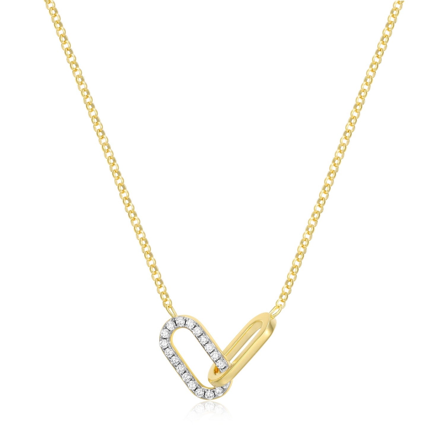 "M" Lab-Created Diamond Two-Tone Paperclip Necklace