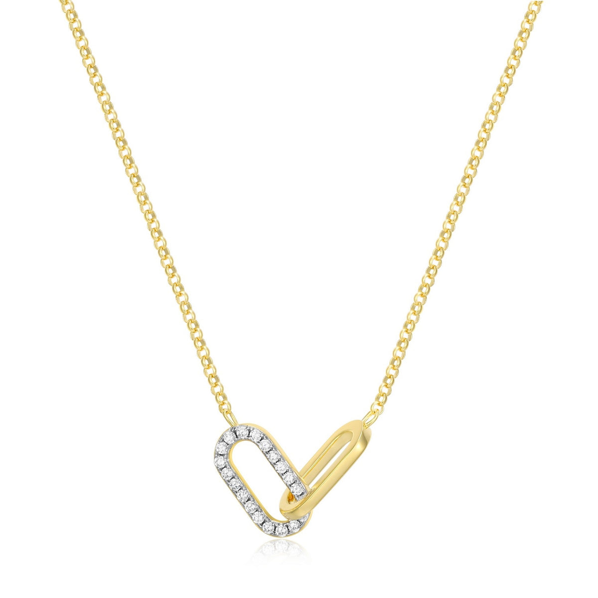 18K GP Double Paperclip Lab Grown Diamond Necklace, 18"