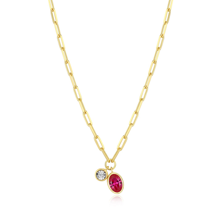"M" July birthstone, gold-plat