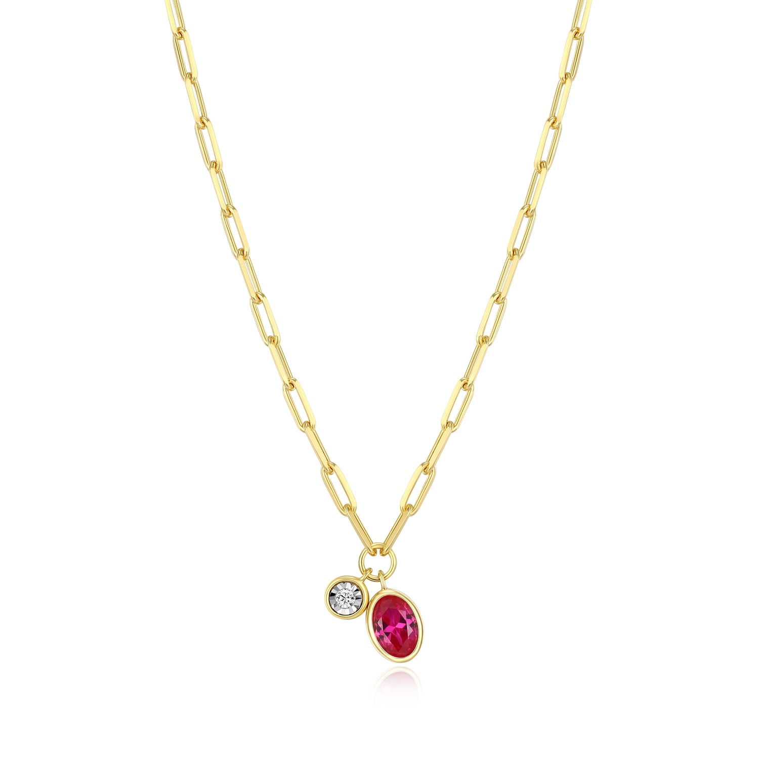 "M" July birthstone, gold-plat