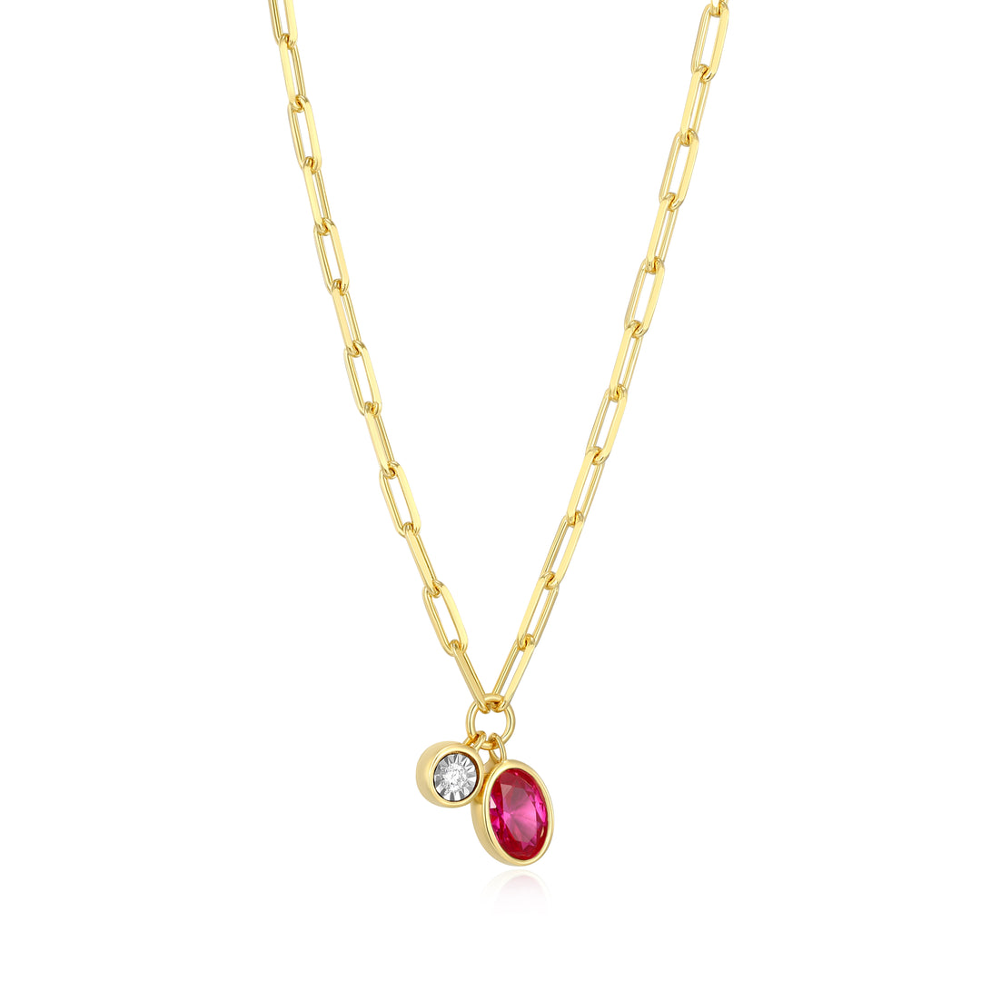 "M" July birthstone, gold-plat
