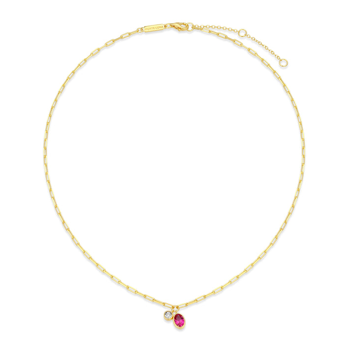 "M" July birthstone, gold-plat