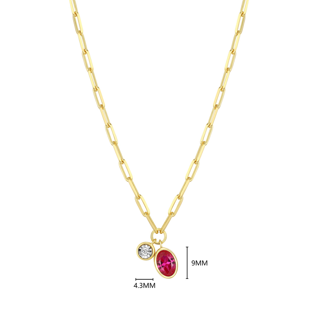 "M" July birthstone, gold-plat