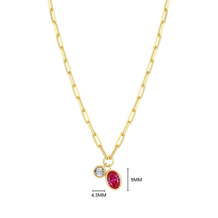 "M" July birthstone, gold-plat