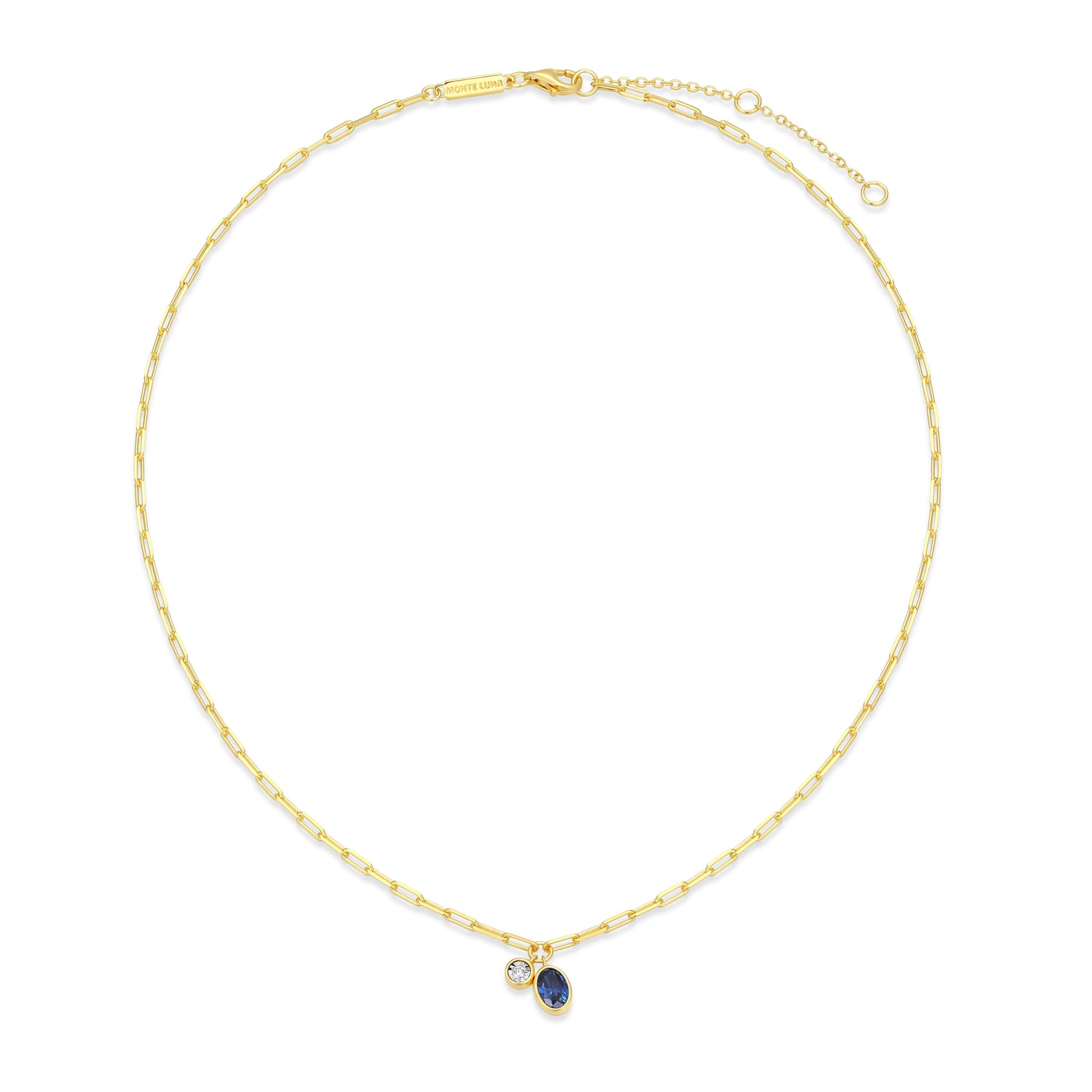 "M" September birthstone, gold