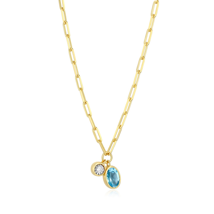 "M" December birthstone, gold-