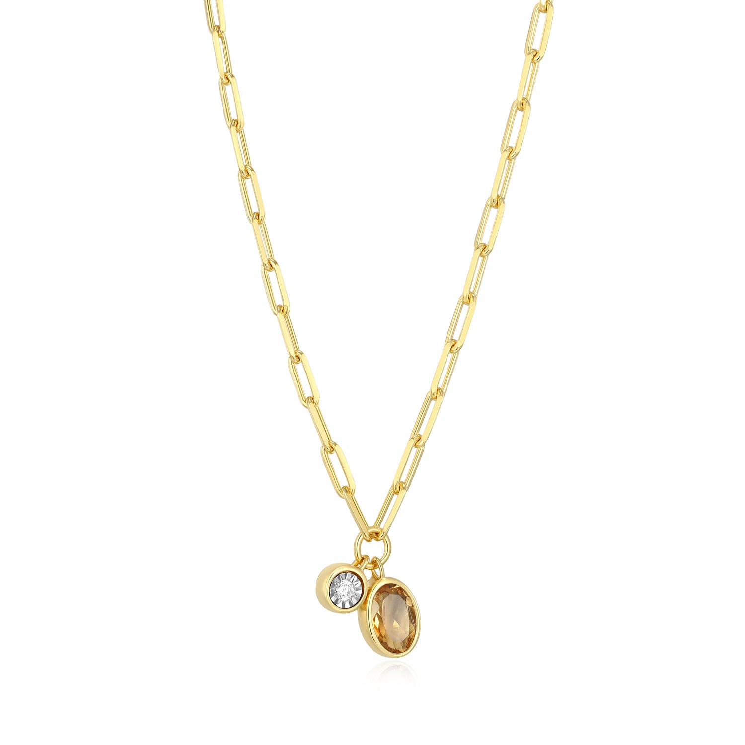"M" November birthstone, gold-