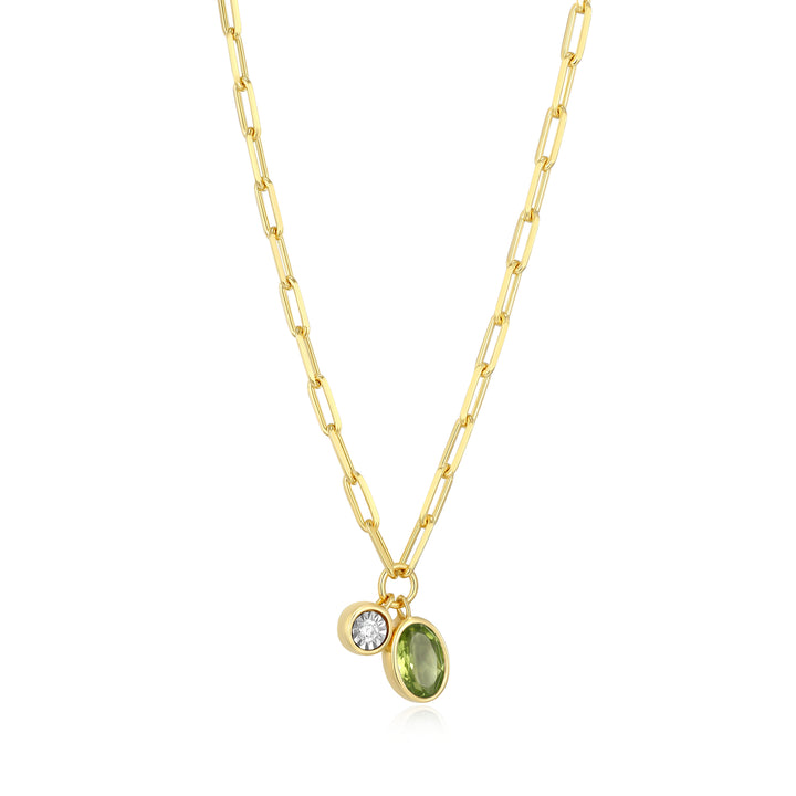 "M" August birthstone, gold-pl