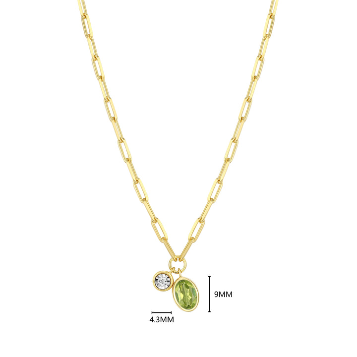 "M" August birthstone, gold-pl