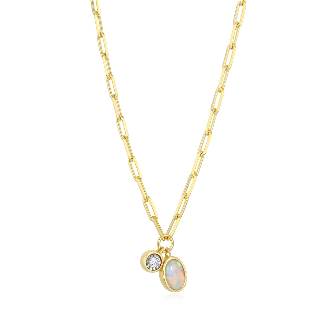 "M" October birthstone, gold-p