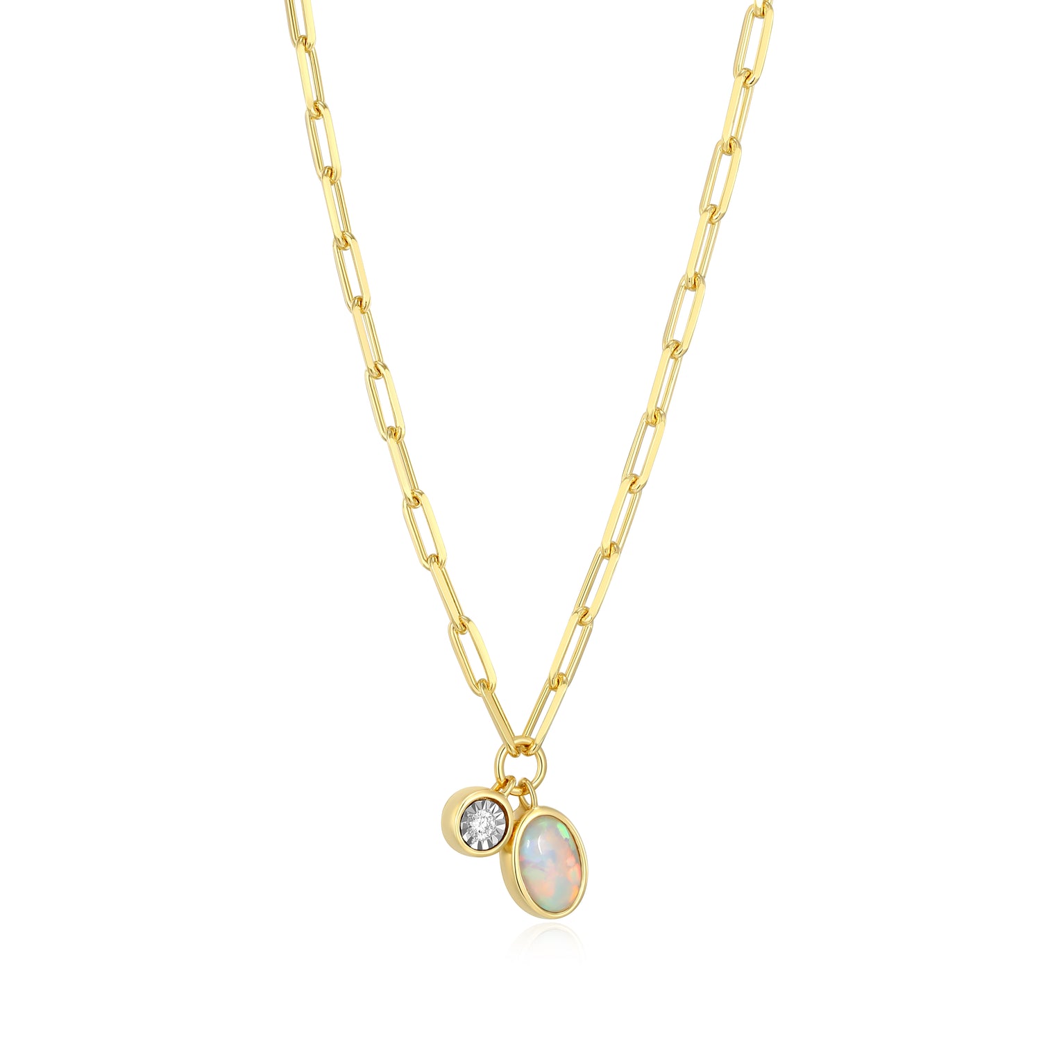 "M" October birthstone, gold-p