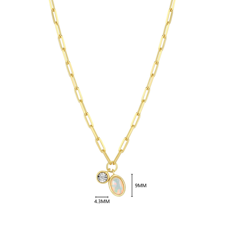 "M" October birthstone, gold-p